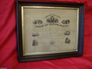   War Service Award Framed Rhode Island Ambrose Burnside 1869