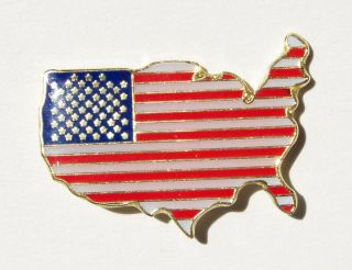 American Flag Country Map Lapel Pin New