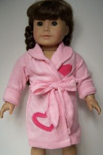 Pink Terry Cloth Bath Robe w Pink Hearts Doll Clothes for American 