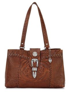 NEW AMERICAN WEST LEATHER RODEO WOMENS LARGE 3 COMPT SHOPPER BAG w 