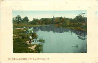 GA Americus Muckalee Creek Fishing mailed 1910 T95329