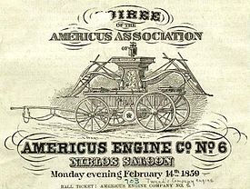 Ticket to a 1859 soiree to benefit Tweeds Americus Engine Co.