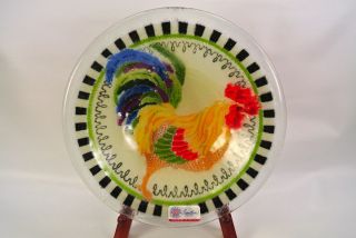 Peggy Karr Fused Art Glass Farm County Rooster 8 5 Bowl