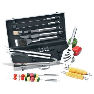  Grill Utensils 19pc Stainless Steel Barbeque Tool Set Aluminum 