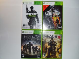 Lot of 4 Xbox 360 games COD MW3 Gears Of War 3 Battlefield 3 and Halo 