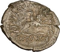Caracalla Silver Roman Coin Dea Caelistis Tanit 201AD