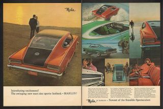 1965 Rambler Marlin American Motors Car Pic Print Ad