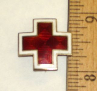 Vintage C 1940s American Red Cross Pin Sterling Cap Pin Sil BDR 