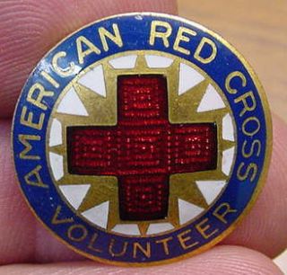 Vintage American Red Cross Volunteer Enameled Pin Nice  