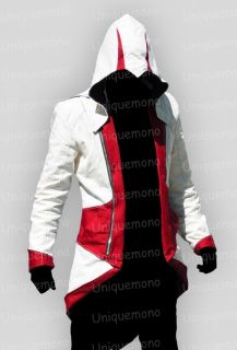 Assassins Creed III Hoodie Cosplay White Red Jacket