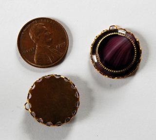 Vintage Amethyst Swirl Striped Glass Pendant Bead Drops Beads Round 