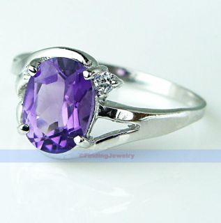 Fancy 1 2ct Oval Purple Amethyst Silver Ring Size 6 1 4 Great Gift 