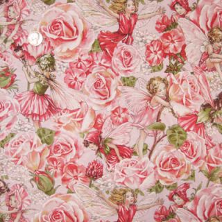 Michael Miller Flower Fairies Sweet Garden Fairy Rose Pink Yardage 