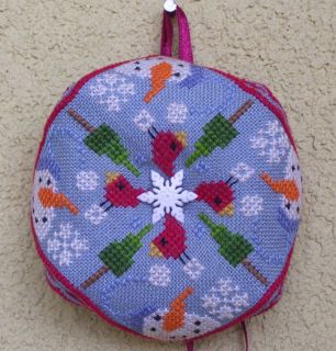 Winter biscornu by Barbara Ana finished cross stitch decoration