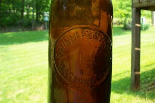 early deep amber color blob top soda beer bottle Skinner & Wyckoff 