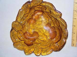 Amber Depression Glass Candy Dish Bowl Berry Design