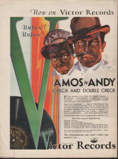 1930 Victor Record Amos Andy Black Face Americana Ad