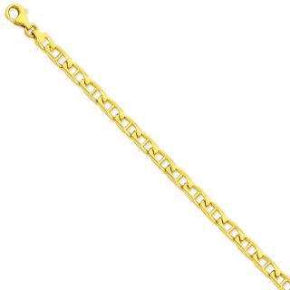 14k Solid Yellow Gold 7mm Anchor Link Chain 9 Bracelet