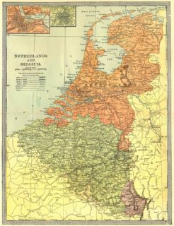   Belgium; Inset Map of Amsterdam and Vicinity; Brussels and Vicinity
