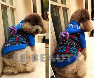 Fireworks Blue Warm Dog Pet Clothes Apparel Jumpsuit Hoodie Coat s M L 
