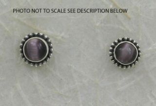 Sterling Silver 6mm Purple Cats Eye Post Earrings New