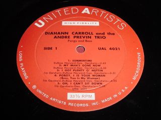 Diahann Carroll Andre Previn Trio Porgy Bess UAL 4021