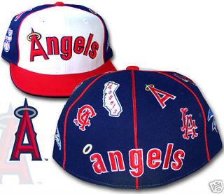 Anaheim Angels All Over Logos Fitted Hat Size 7 1 8