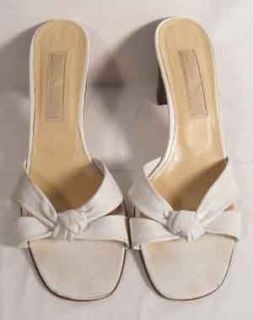 Michael Kors White Mule Sandals Twisted Bow Front 9M