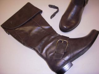 Andrew Geller Clever Riding Boots w Back Zip Cuff 8 M Medium Grey New 