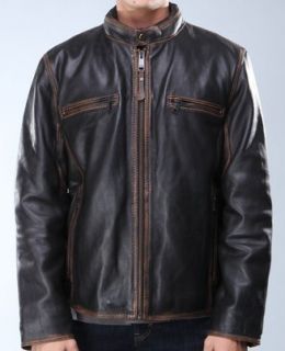 Andrew Marc Marc New York Cuervo Distressed Lamb Leather Jacket Size 