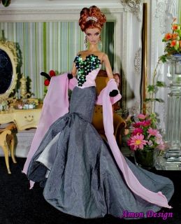 Amon Design for Fashion Royalty Silkstone Barbie Model Gown Outfit 