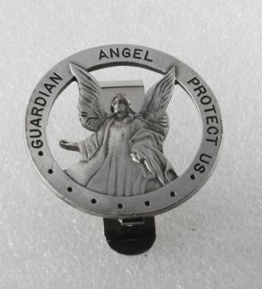    RELIGIOUS GUARDIAN ANGEL PROTECT US CAR AUTO VISOR CLIP PRE OWNED