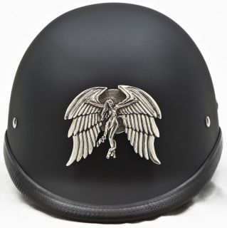 Pewter Motorcycle Novelty Helmet Emblem Winged Angel