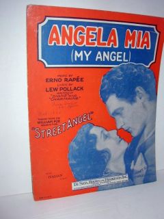 Angela MIA Sheet Music Janet Gaynor Street Angel 1928