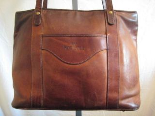 Vtg King Ranch Large Distressed Aged Tan Leather Tote Shoulder Handbag 
