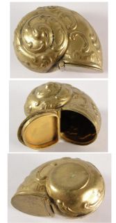 Novelty Victorian Brass Nautilus Shell Vesta Case C1900