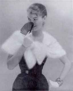 Vintage Vtg 1950 50s Angora Knit Wedding Evening Formal Stole Scarf 