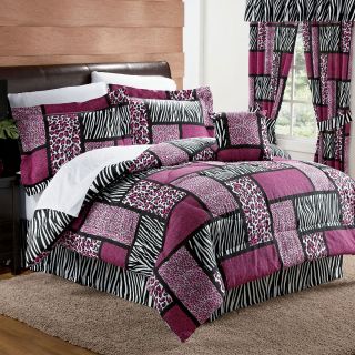 New Pink Leopard Zebra Animal Print Safari Comforter Set Bed Decor 