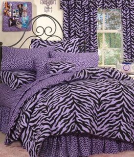6pc lavender zebra print comforter sheet set twin