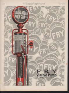FA 1924 Fry Visible Gasoline Pump Car Auto Motor Engine Ad