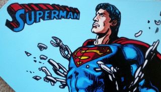 Steve Kaufman Superman Shield Original Painting