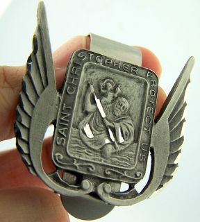 Angel Wings Saint St Christopher Protect US Visor Clip