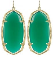 Kendra Scott Danielle Earrings Green Onyx 14k Gold Plated Candy Jewels 