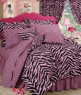 6pc luxury pink zebra print comforter sheet set twin