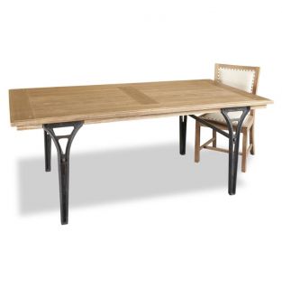 Frea Industrial Loft Wood Iron Modern Extendable Dining Table with 