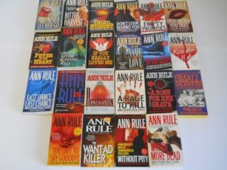 Lot of 22 Ann Rule True Crime Paperback Books ~ Crime Files ~ Murder 