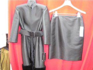 anne klein suit size 2 black silk wool nwt $ 280