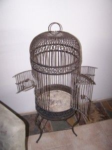 Vintage Parrot Bird Cage Aviary Garden Patio Decor Audubon Bird 