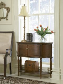 Powell Tuscan Warm Cherry Demilune Console Table New