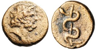Syria Seleucis Pieria Antioch AE Tesserae Asclepius Serpent Staff 